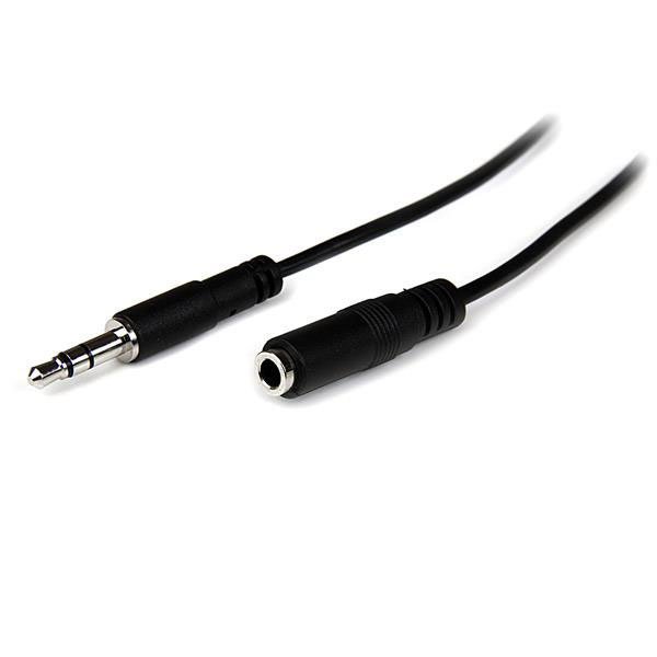 StarTech.com Male 3.5mm Stereo Jack to Female 3.5mm Stereo Jack Aux Cable, Black, 1m MU1MMFS
