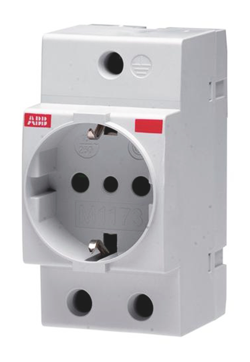 ABB Grey 1 Gang Plug Socket, 16A, Type L - Italian, Indoor Use