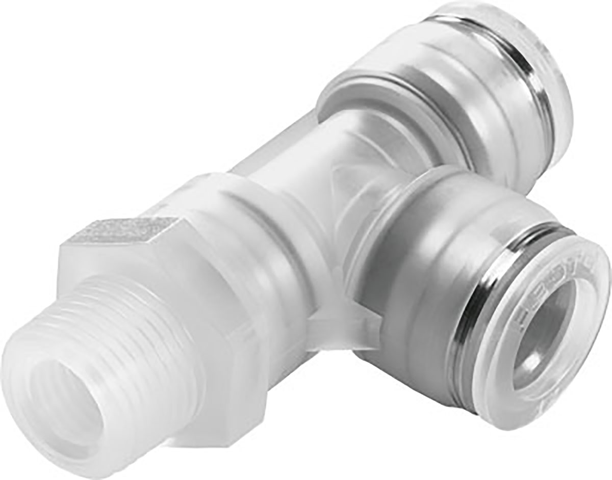 Festo NPQP Series Tee Threaded Adaptor Push In 8 mm, Push In 8 mm to Push In 8 mm, Threaded-to-Tube Connection Style,