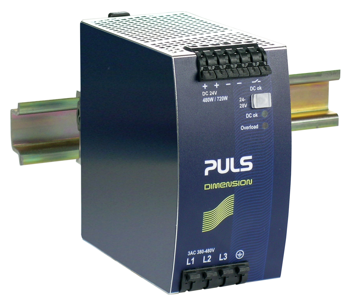 PULS QT20 DIN Rail Power Supply, 480V ac Input, 24V dc Output, 20A Output, 480W