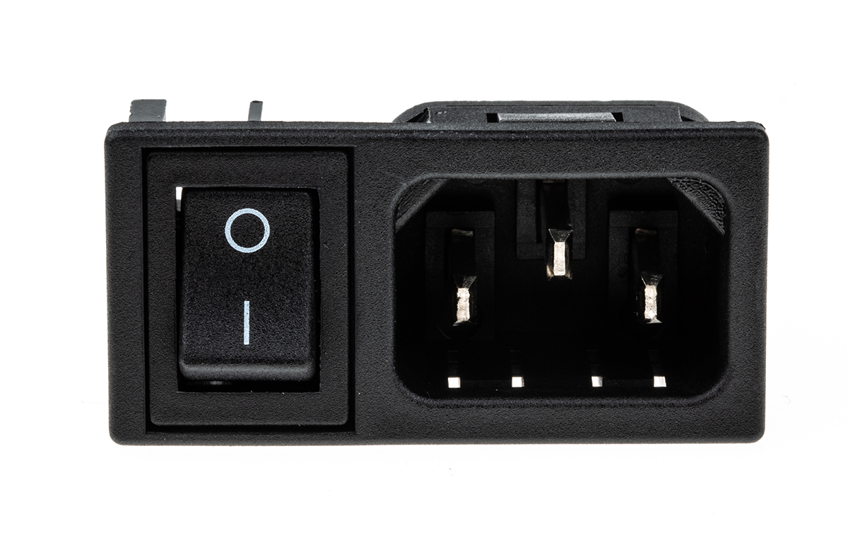 Bulgin C14 Snap-In IEC Connector Male, 10A, 250 V