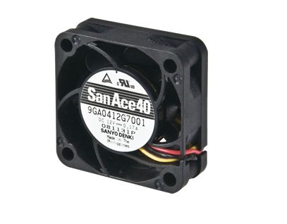 Sanyo Denki 9GA Series Axial Fan, 12 V dc, DC Operation, 21.6m³/h, 2.04W, 170mA Max, 40 x 40 x 15mm