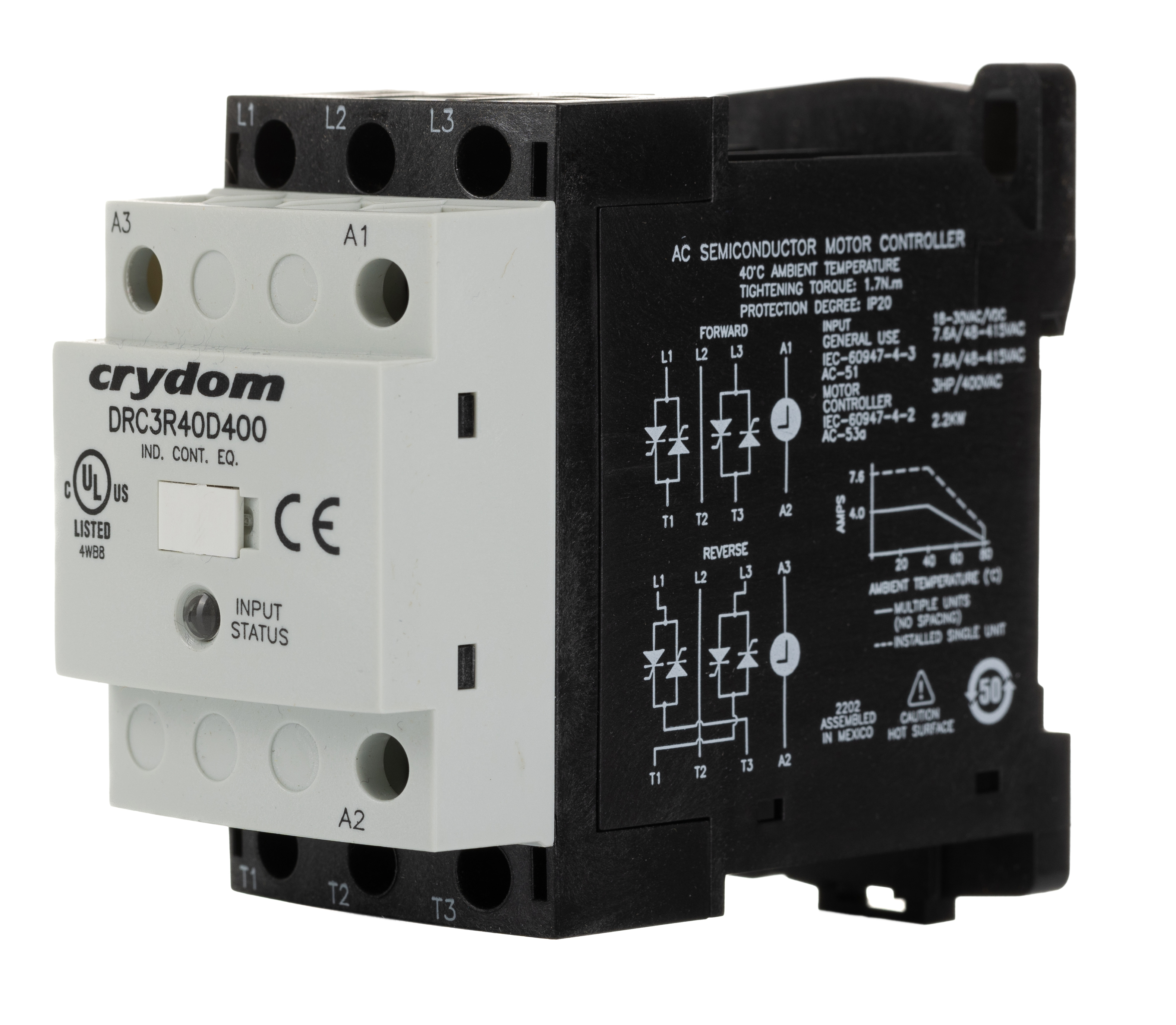 Sensata Crydom DRC Series Solid State Relay, 7.6 A Load, DIN Rail Mount