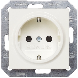Siemens DELTA White Plug Socket, Type F - German Schuko, Indoor Use