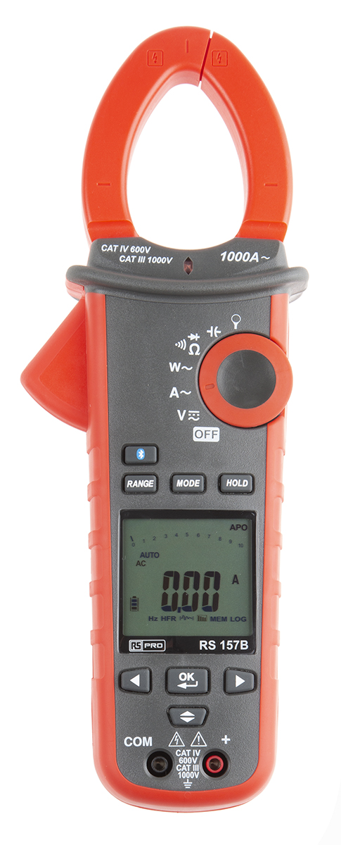 RS PRO 157B Clamp Meter Bluetooth, Max Current 1000A ac CAT III 1000V With RS Calibration