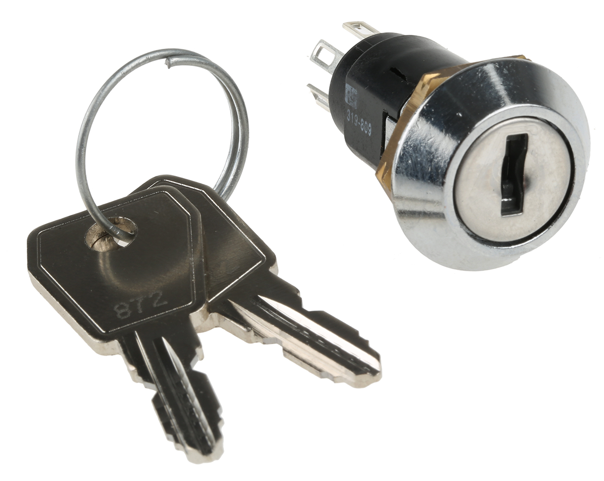Lorlin Key Switch, DPDT, 1 A @ 24V ac dc / 115V ac 2-Way Random-Key