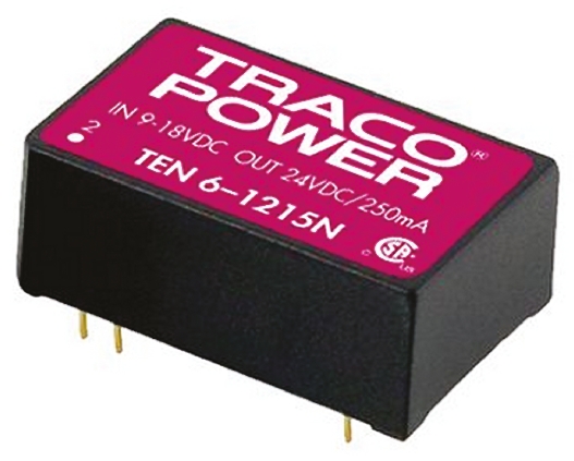 TRACOPOWER TEN 6N DC-DC Converter, 15V dc/ 400mA Output, 18 → 36 V dc Input, 6W, Through Hole, +85°C Max Temp