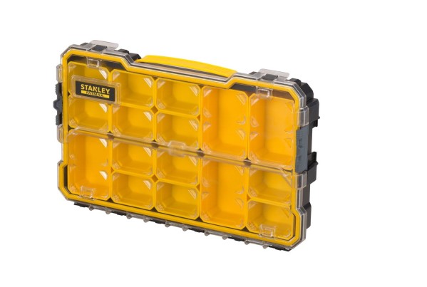 Stanley 2/3 Cell Black, Yellow Plastic, Adjustable Compartment Box, 26.7cm x 43.2cm x 6.4cm
