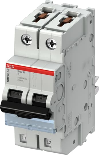 ABB SMISSLINE TP MCB, 2P, 2A Curve K, 415V AC