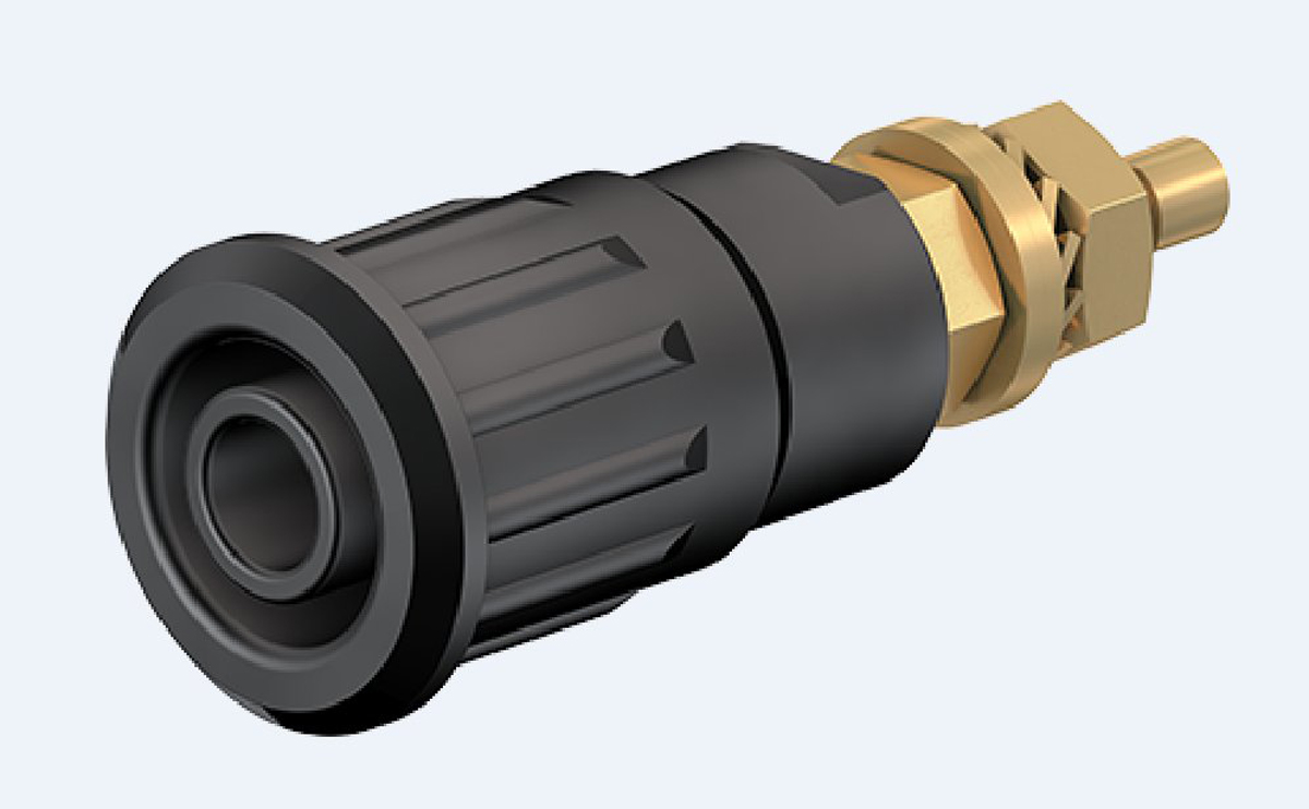 Staubli Black Female Banana Socket, 4 mm Connector, Press Fit Termination, 24A, 1000V, Gold Plating