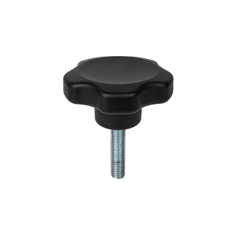 RS PRO Black Thermoplastic Multiple Lobes Clamping Knob, M16 x 50, Threaded Mount
