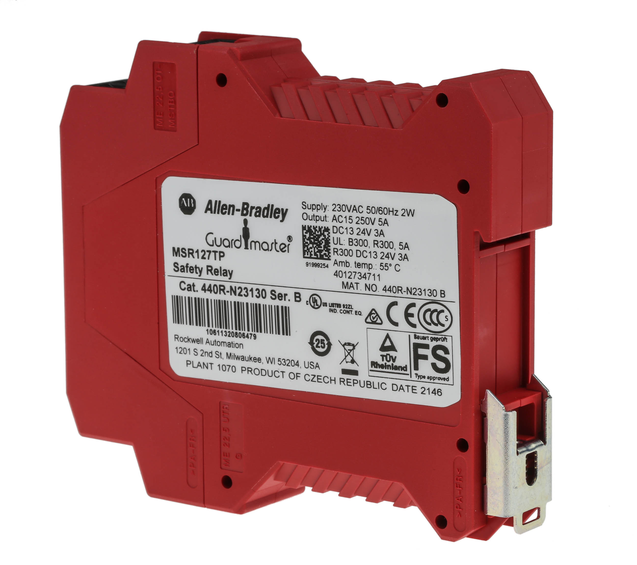 Allen Bradley 440R / MSR127TP 1 Auxiliary Contacts Safety Relay 230V ac, Single Channel 3 Safety Contacts