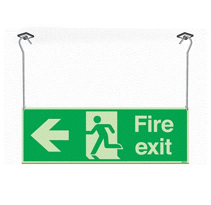 Polypropylene Fire Exit Left, Fire Exit, English, Exit Sign