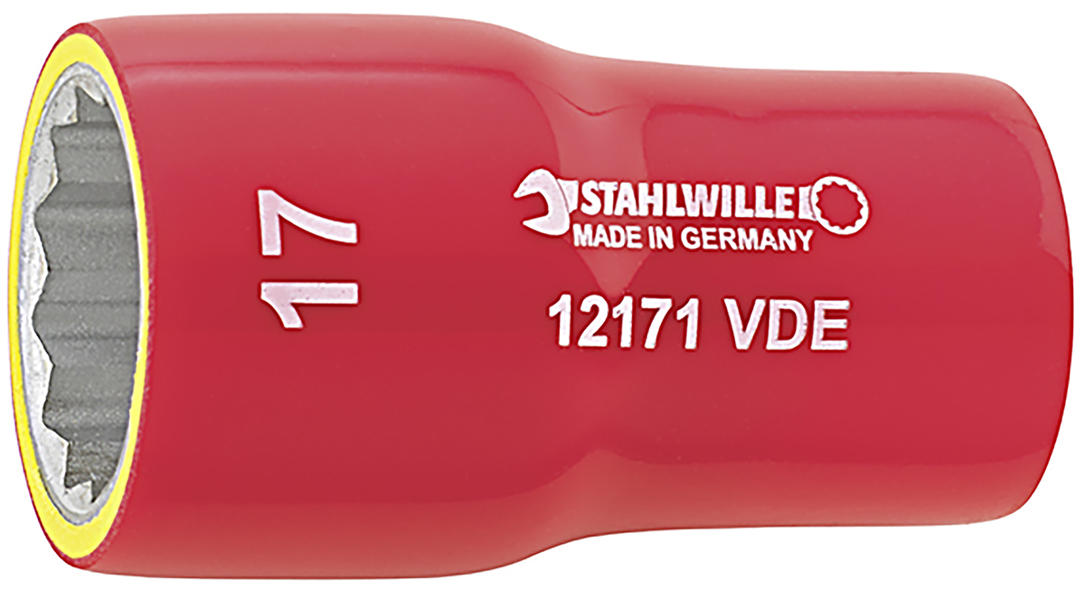 STAHLWILLE 3/8 in Drive 22mm Insulated Standard Socket, 12 point, VDE/1000V, 53 mm Overall Length