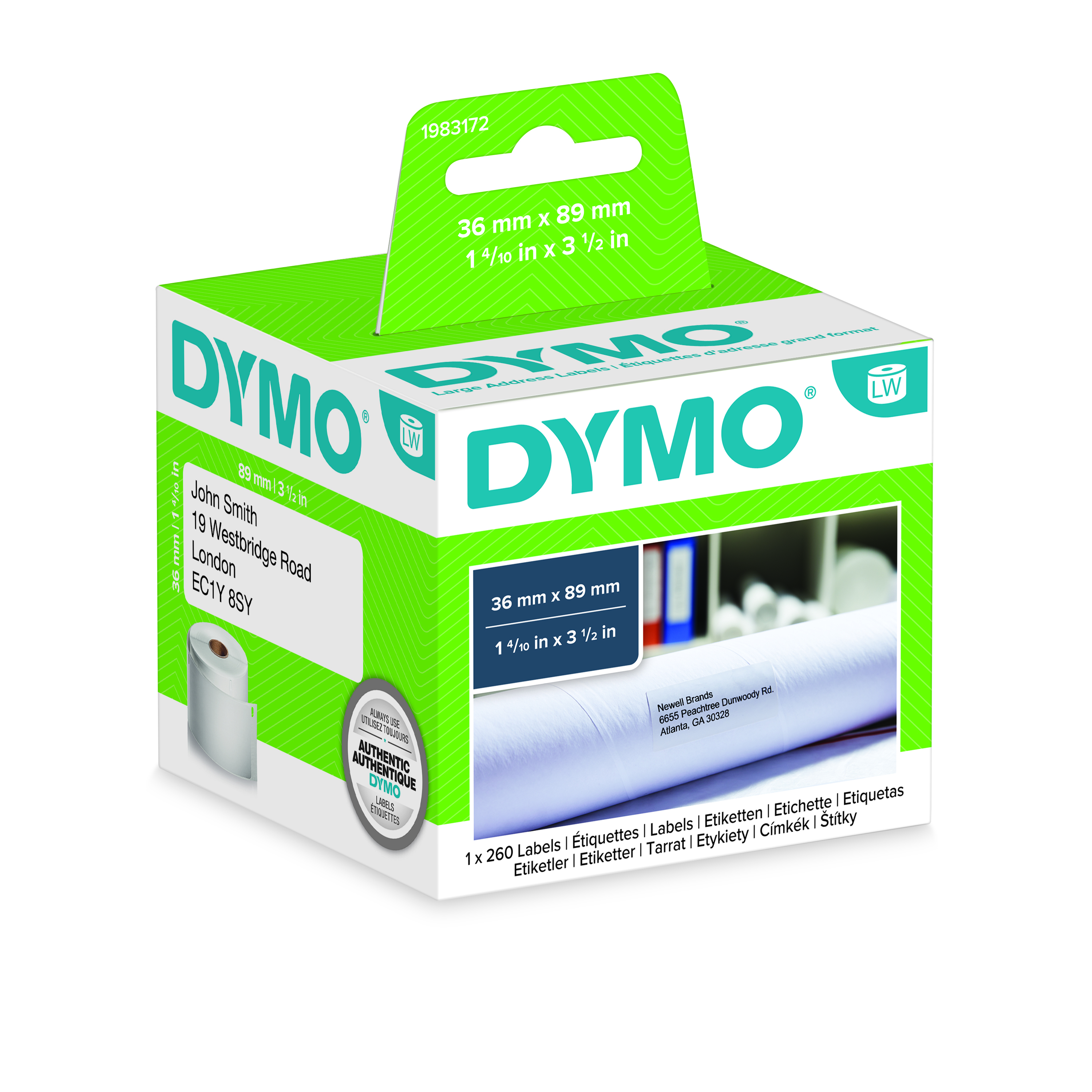 Dymo White Black Print Label Roll, 104mm Width, 159mm Height, 220Per Roll Qty