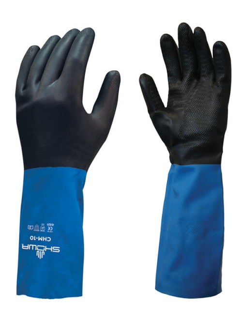 Showa Chem Master Black Cotton Flock Cotton Work Gloves, Size 8