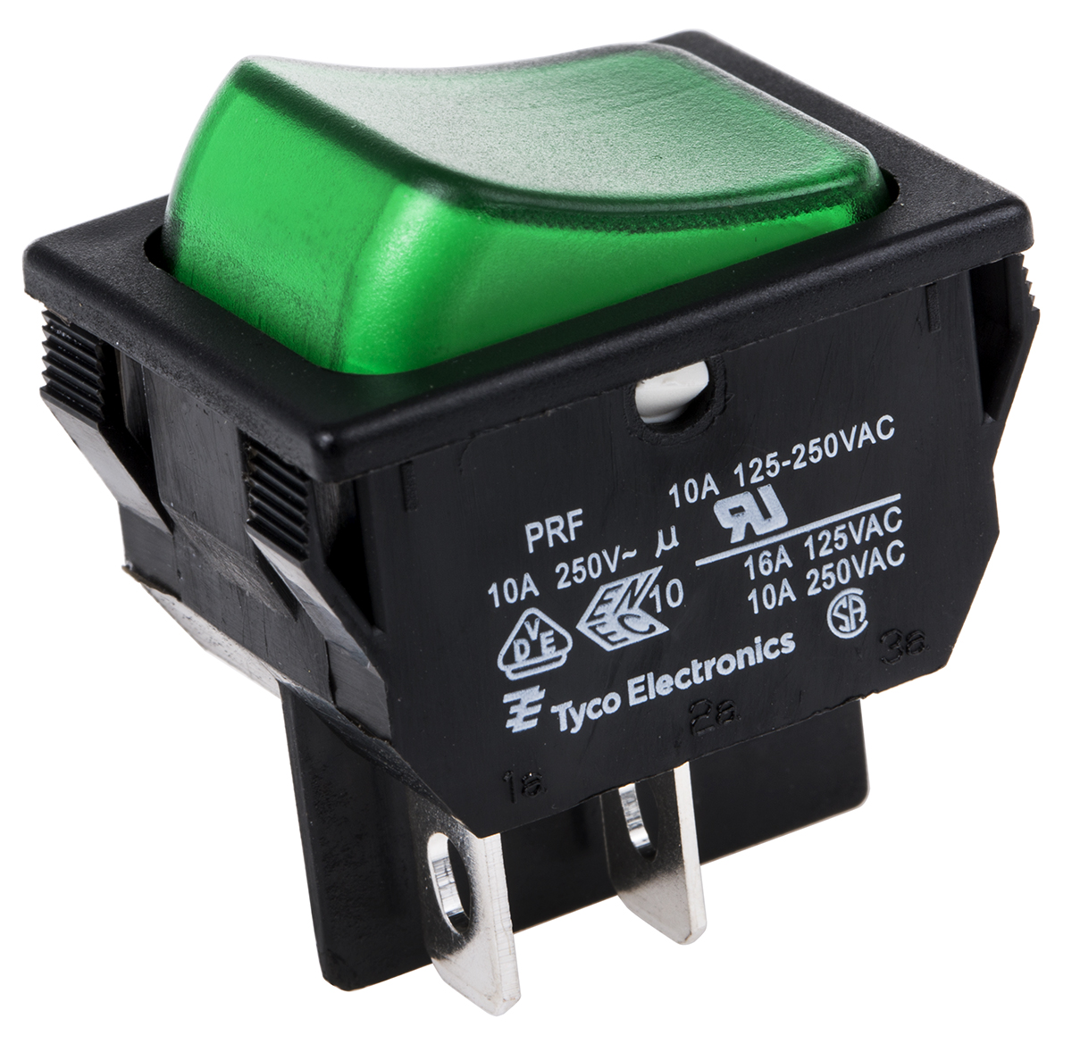 TE Connectivity Illuminated DPST, On-Off Rocker Switch Panel Mount