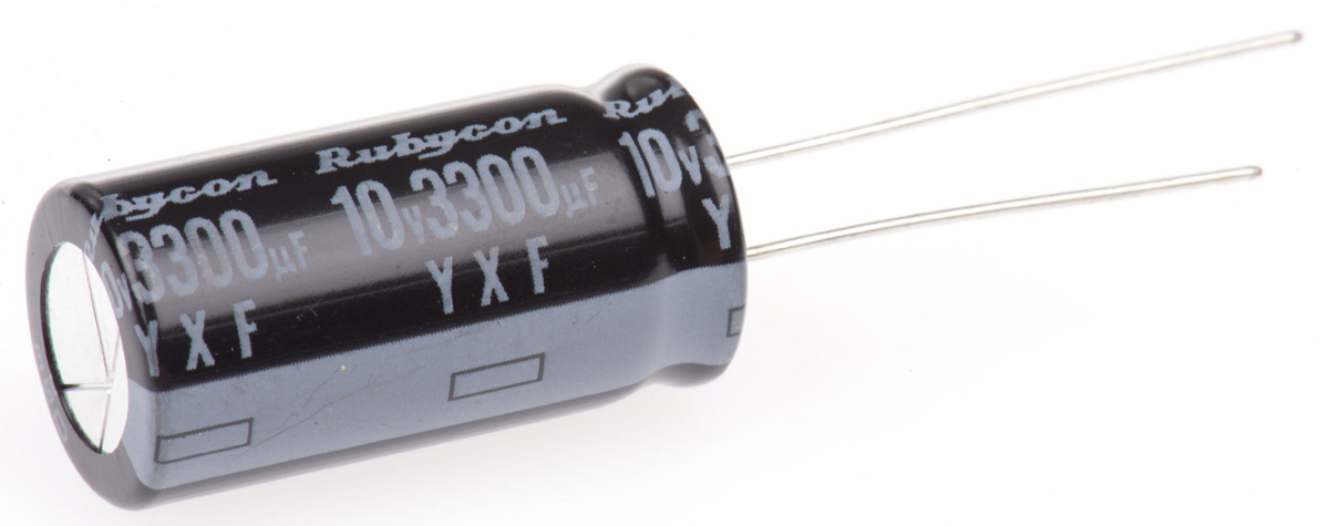 Rubycon 3300μF Aluminium Electrolytic Capacitor 10V dc, Radial, Through Hole - 10YXF3300M12.5X25