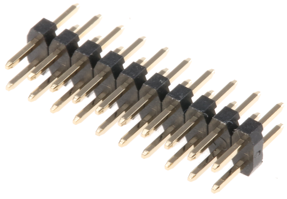 HARWIN M22 Series Straight Through Hole Pin Header, 20 Contact(s), 2 mm Pitch, 2 Row, Unshrouded