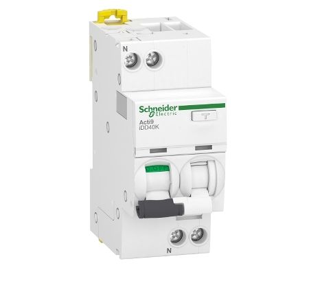 Schneider Electric RCBO, 40A Current Rating, 1P+N Poles, 30mA Trip Sensitivity, Type C, Acti9 Range