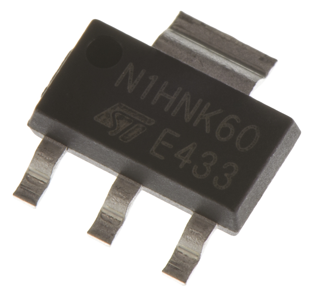 STMicroelectronics Type N-Channel MOSFET, 400 mA, 600 V Enhancement, 4-Pin SOT-223 STN1HNK60