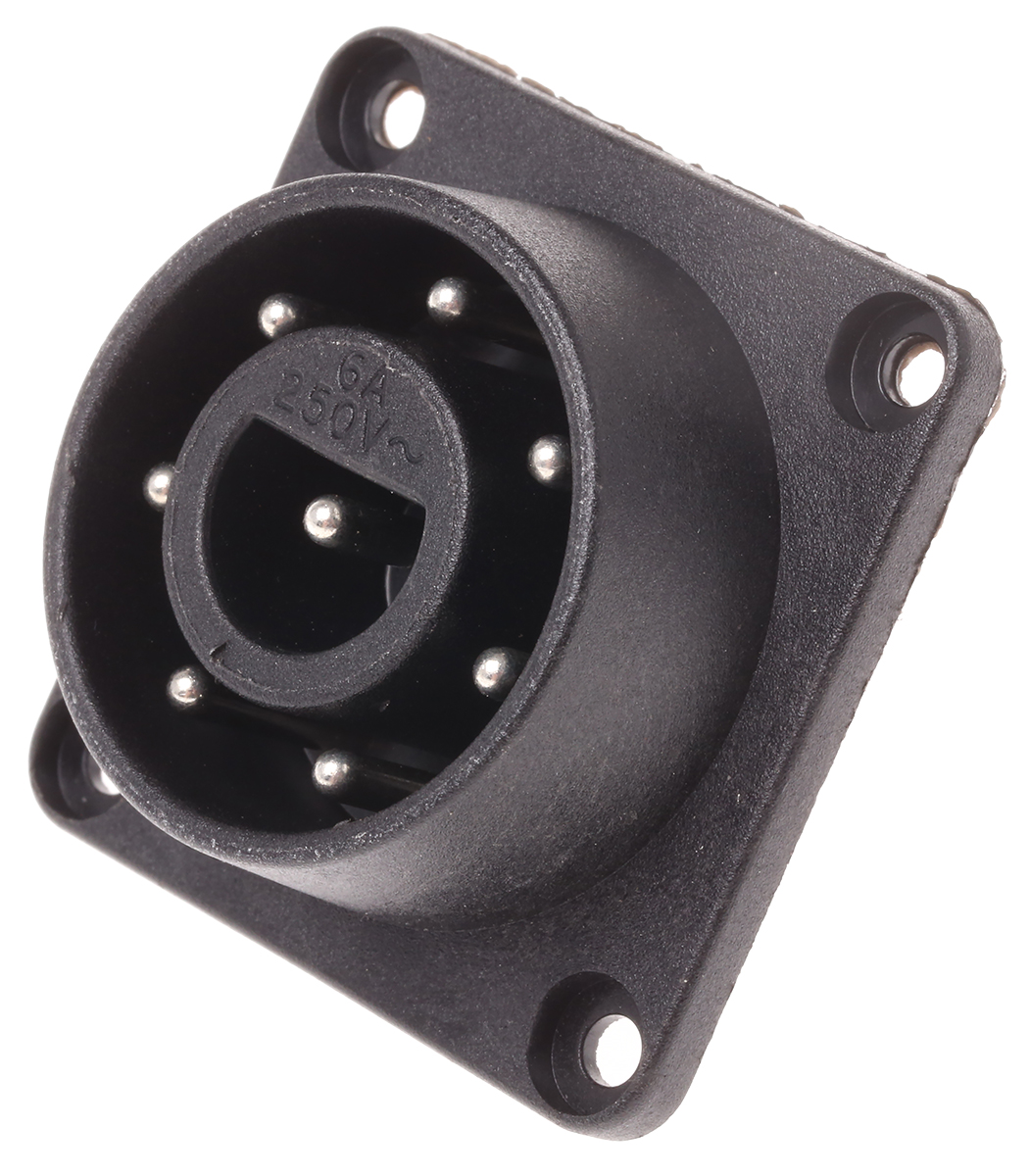 Bulgin Power Connector Panel Mount Plug, 8, Solder Termination, 6A, 250 V ac