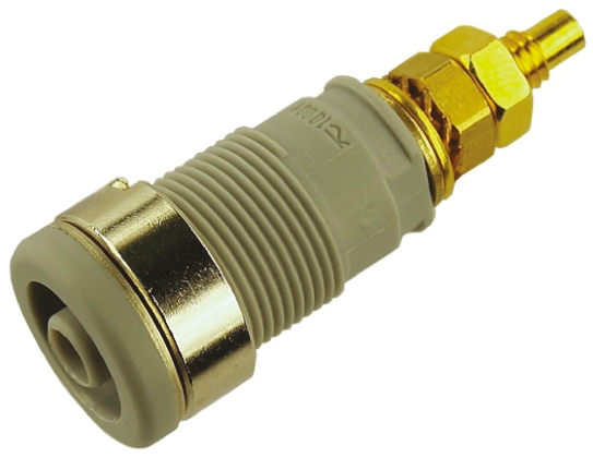Hirschmann Test & Measurement Grey Female Banana Socket, 4 mm Connector, Solder Termination, 32A, 1000V ac/dc, Gold