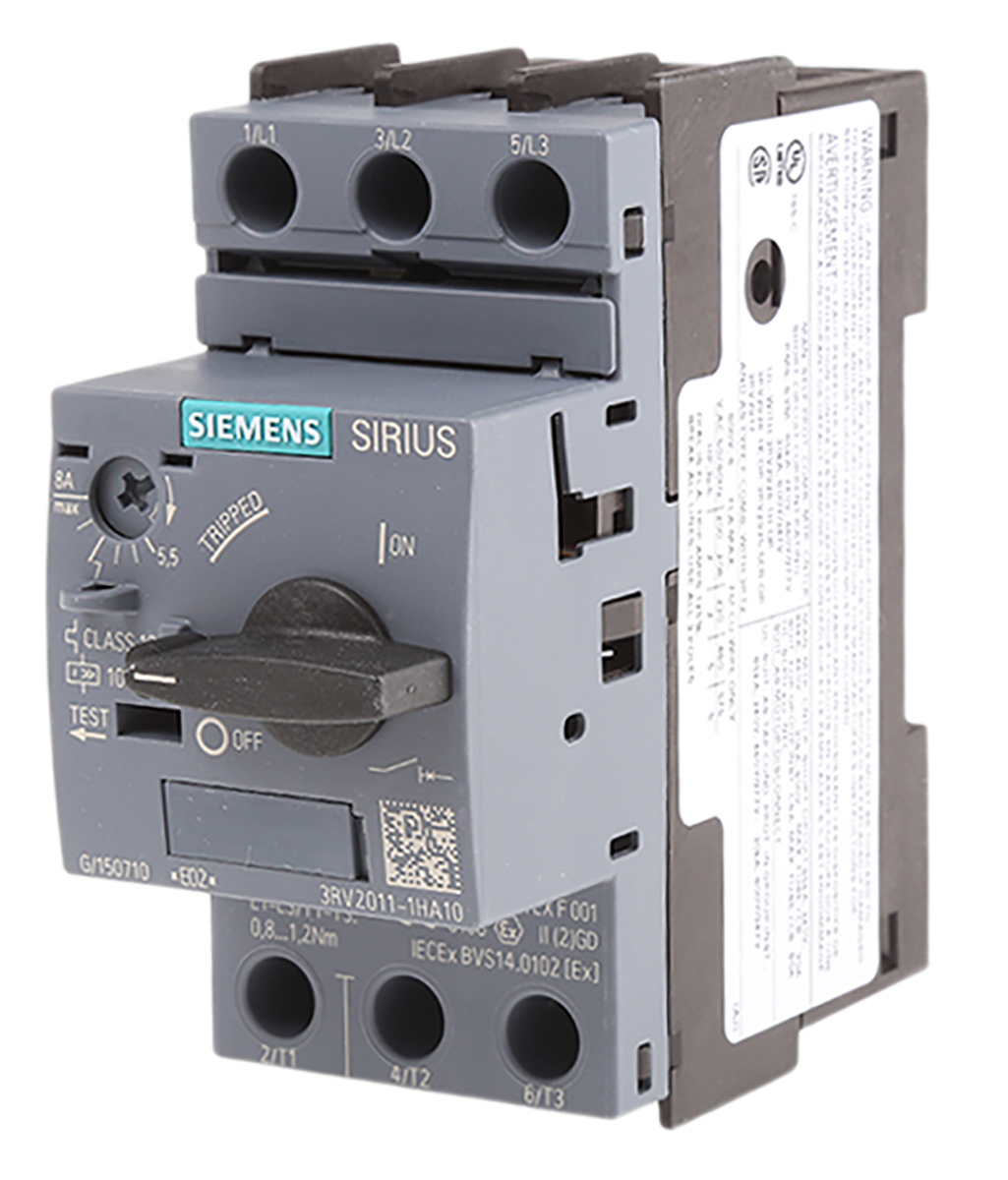 Siemens Sirius Innovation 690 V Motor Protection Circuit Breaker, 3P Channels, 5.5 → 8 A, 6 kA