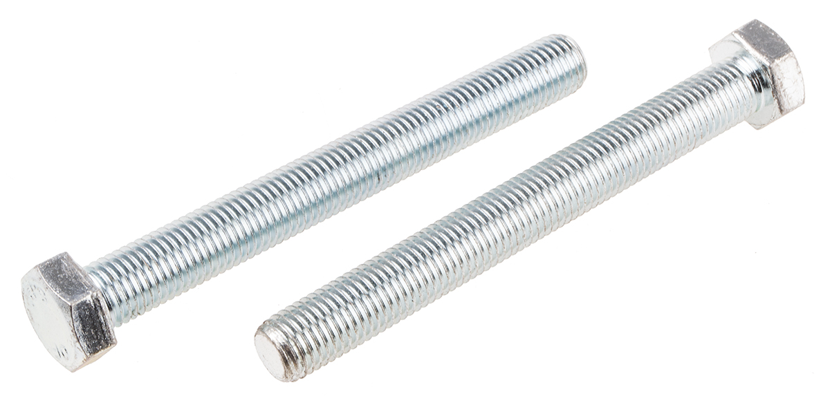 RS PRO Bright Zinc Plated Steel, Hex Bolt, M16 x 140mm