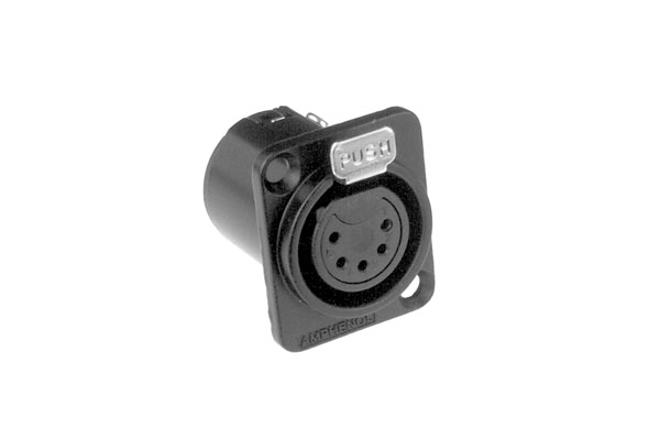 Amphenol Industrial Chassis Mount XLR Connector, Female, IP40, 133 V, 5 Way, Silver Plating