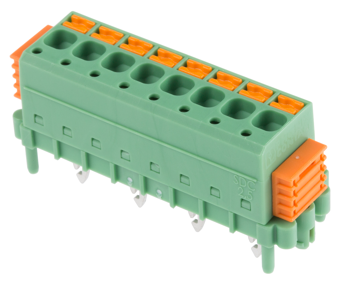 Phoenix Contact SDC 2.5/ 8-PV-5.0-ZB Series PCB Terminal Block, 8-Contact, 5mm Pitch, Through Hole Mount, 1-Row, Screw