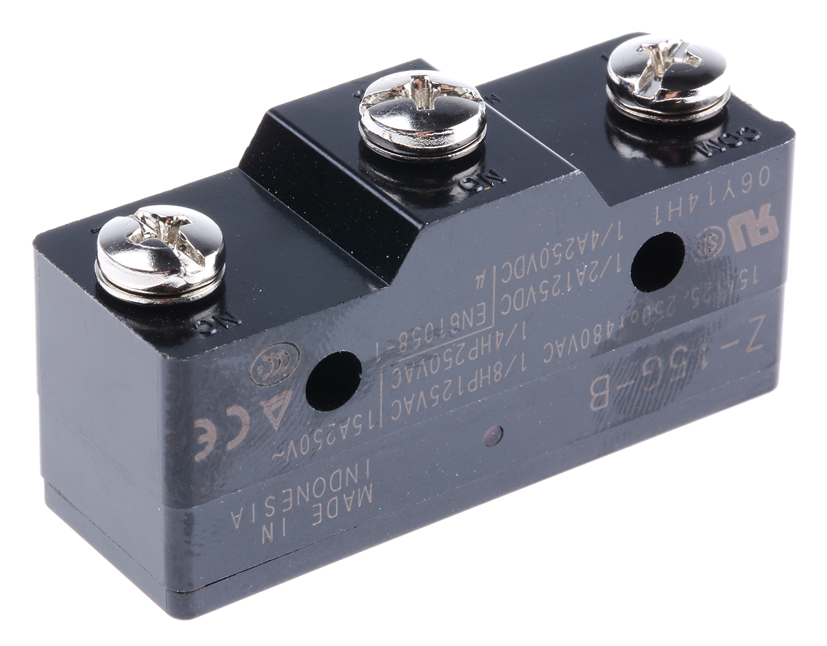 Omron Z-15 Series Plunger Limit Switch, NO/NC, IP00, SPDT, Thermosetting Resin Housing, 500V ac Max, 15A Max