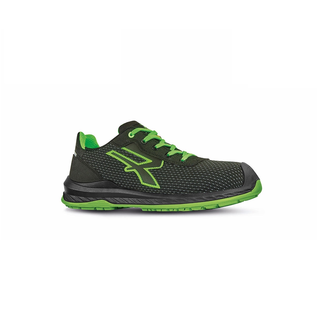 UPower ISLAND Unisex Black/Green Composite Toe Capped Safety Shoes, UK 2, EU 35