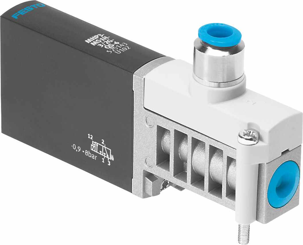Festo 3/2 Closed, Monostable Pneumatic Solenoid/Pilot-Operated Control Valve - Electrical One-Touch Fitting 6 mm MHP3
