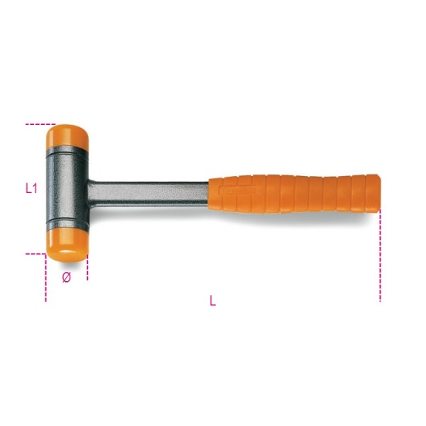 BETA Plastic Dead Blow Hammer with Steel Handle, 1.5kg