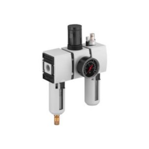 EMERSON ? AVENTICS G 1/4 FRL, Semi Automatic Drain, 5μm Filtration Size - With Pressure Gauge