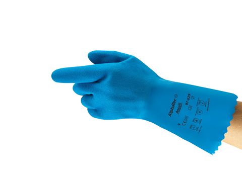 Ansell 87-029 Blue Polyamide Nylon Work Gloves, Size 8, Latex Coating
