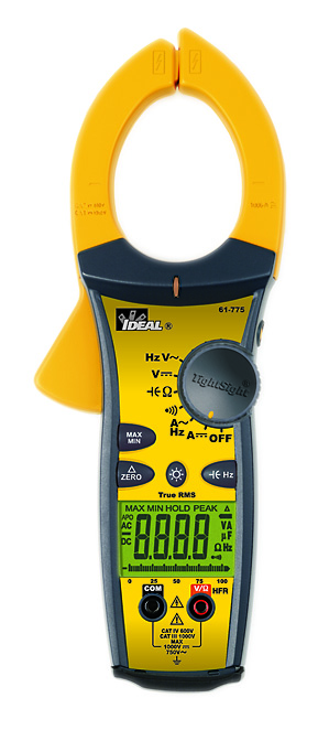 Ideal Industries 61-775 Clamp Meter, 1 kA dc 1 kA ac 750 V 750 V ac CAT III 1000 V, CAT IV 600 V