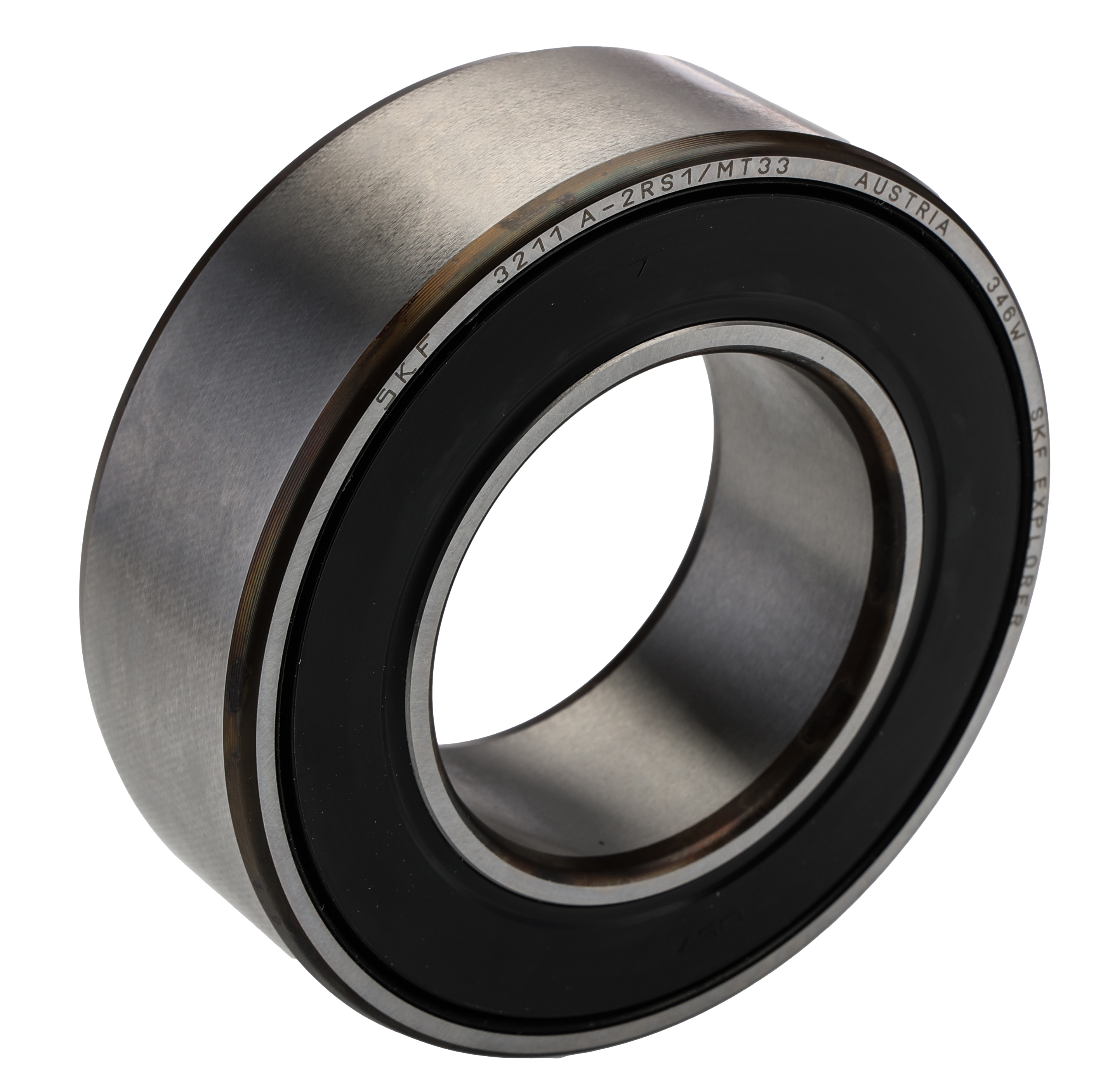 SKF 3211 A-2RS1/MT33 2 Row Angular Contact Ball Bearing - 55 mm ID, 100 mm OD 33.3 mm Race Width