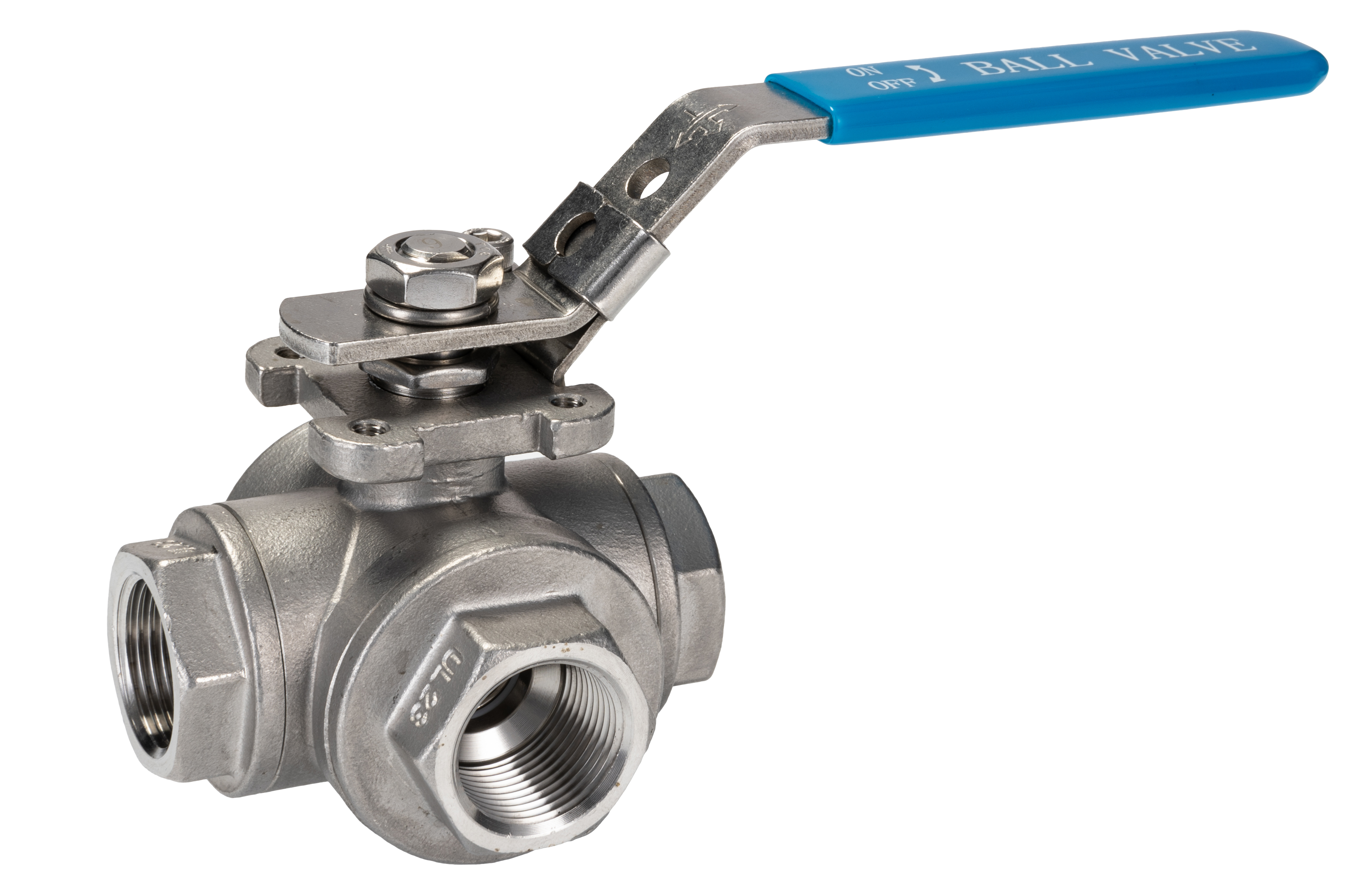 RS PRO Stainless Steel T Port, 3 Way, Ball Valve, Threaded, BSPP 3/4in, 68bar Operating Pressure
