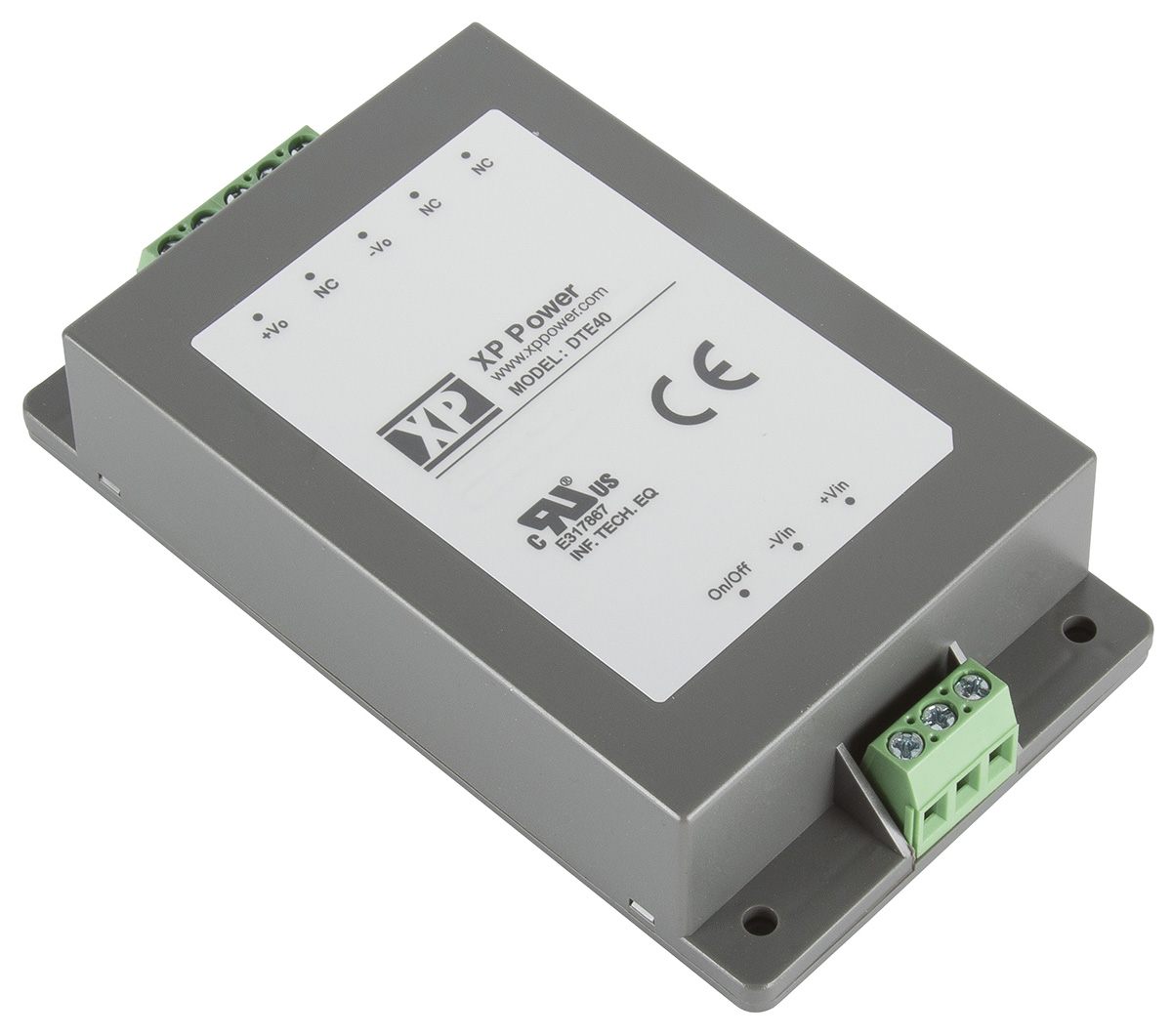 XP Power DTE40 DC-DC Converter, 5V dc/ 8A Output, 18 → 75 V dc Input, 40W, Chassis Mount, +85°C Max Temp -40°C