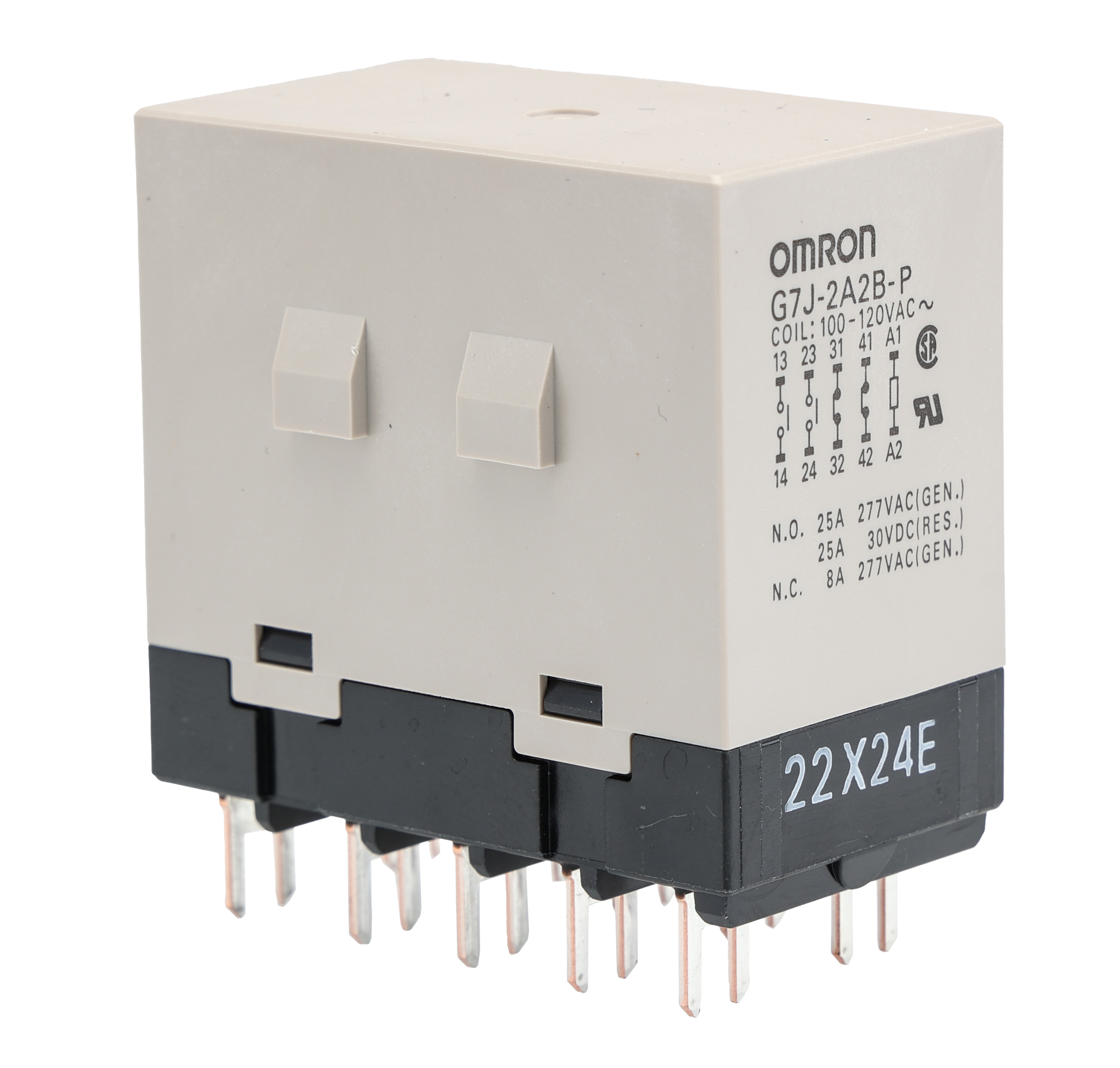 Omron PCB Mount Power Relay, 100V ac Coil, 25A Switching Current, DPDT