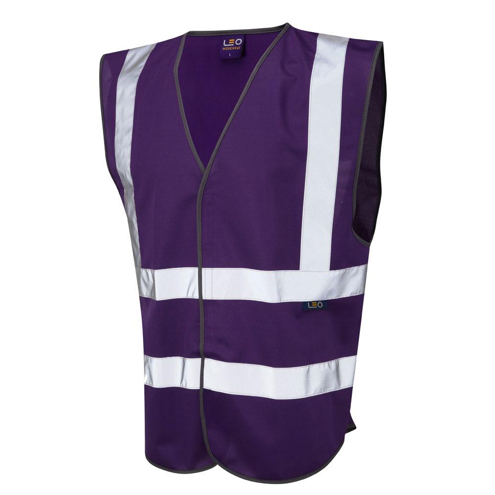 Leo Workwear Purple Hi-Vis Hi Vis Vest, L