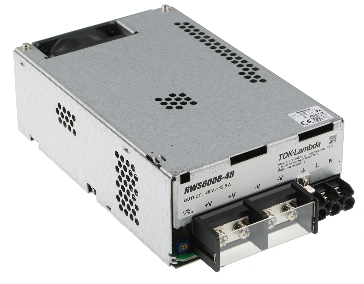 TDK-Lambda Switching Power Supply, RWS600B-48, 48V dc, 12.5A, 600W, 1 Output, 120 → 370 V dc, 85 → 265 V