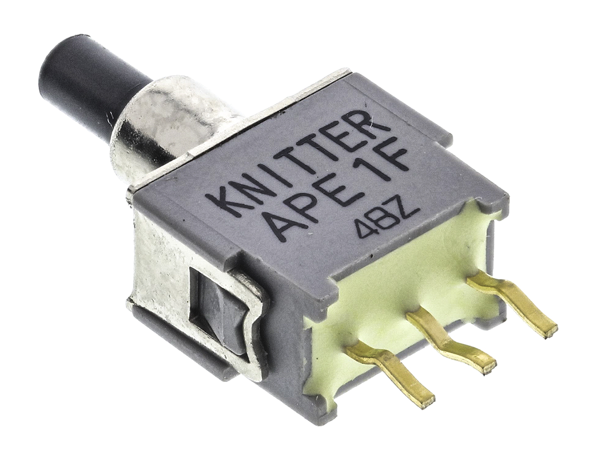KNITTER-SWITCH Push Button Switch, Momentary, PCB, 6.2mm Cutout, SPDT, 48V ac/dc