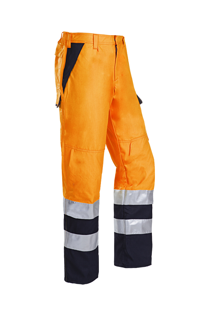 Sioen 22V Navy, Orange Arc Flash Trousers Flame Retardant 38 in Leg Length 80cm