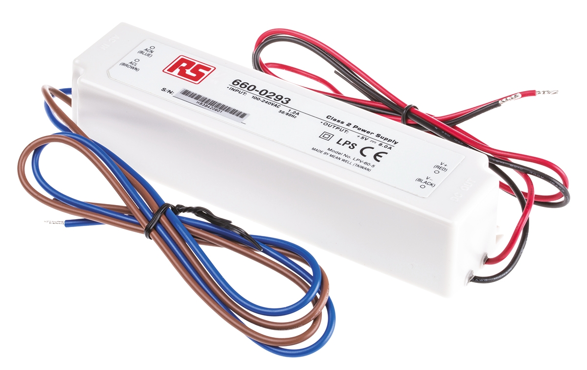 MEAN WELL LED Driver, 5V Output, 40W Output, 8A Output, Constant Voltage