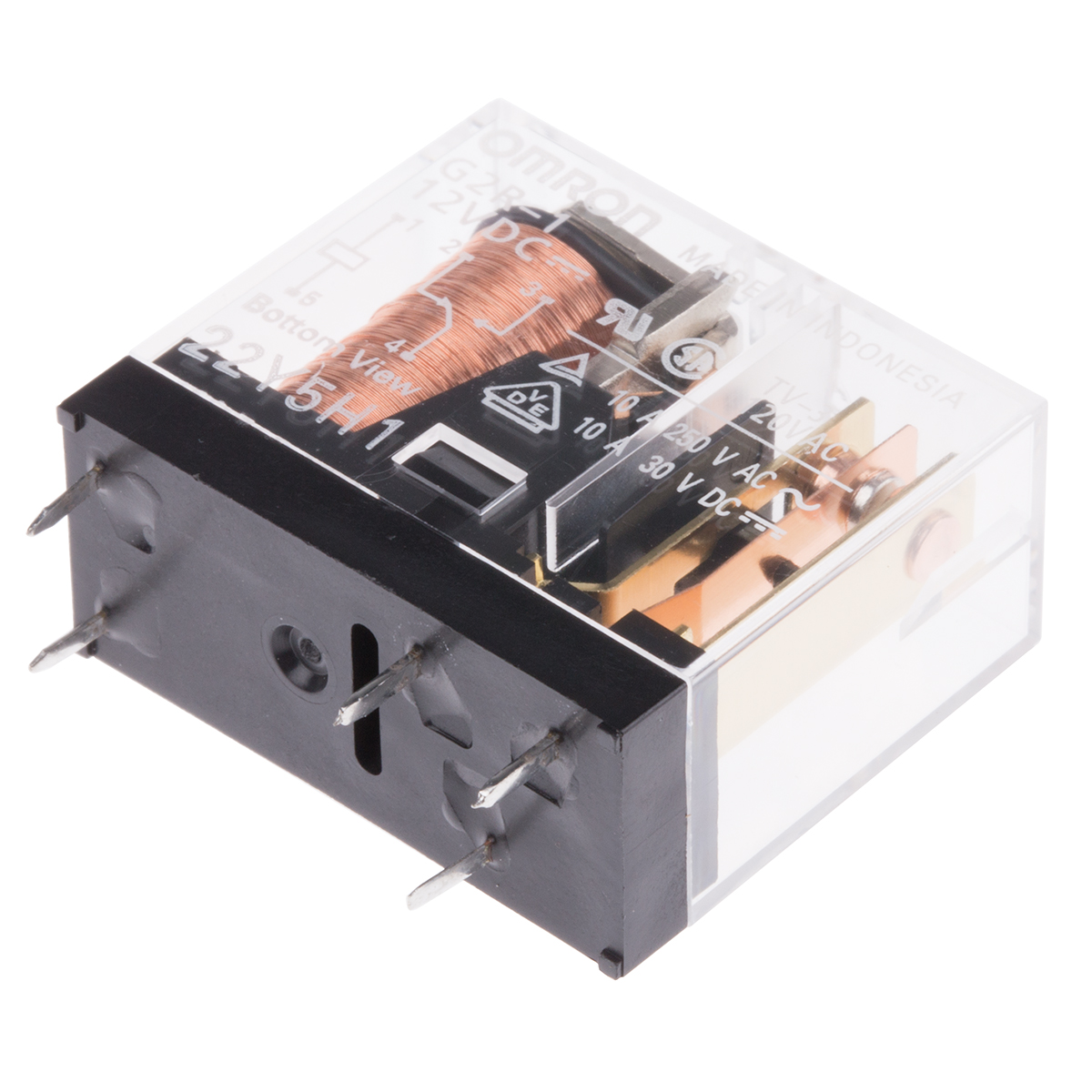 Omron PCB Mount Power Relay, 12V dc Coil, 10A Switching Current, SPDT