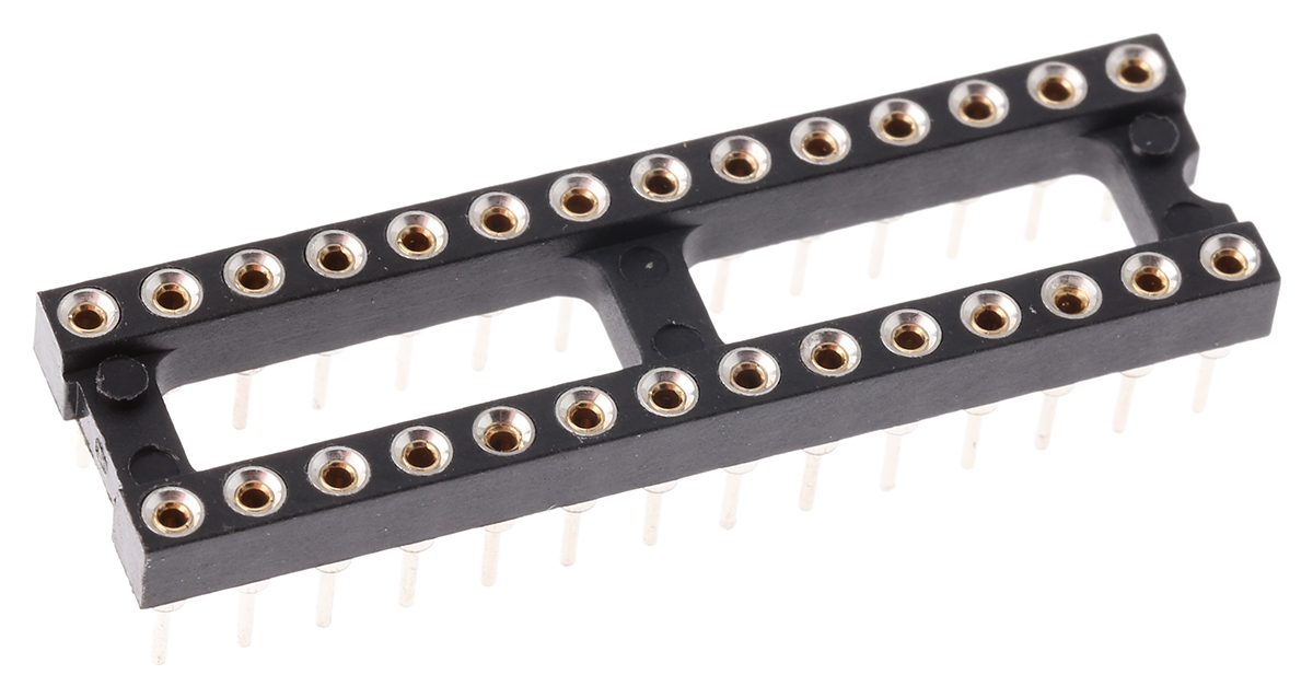 Preci-Dip 2.54mm Pitch Vertical 28 Way, Through Hole Turned Pin Open Frame IC Dip Socket, 1A