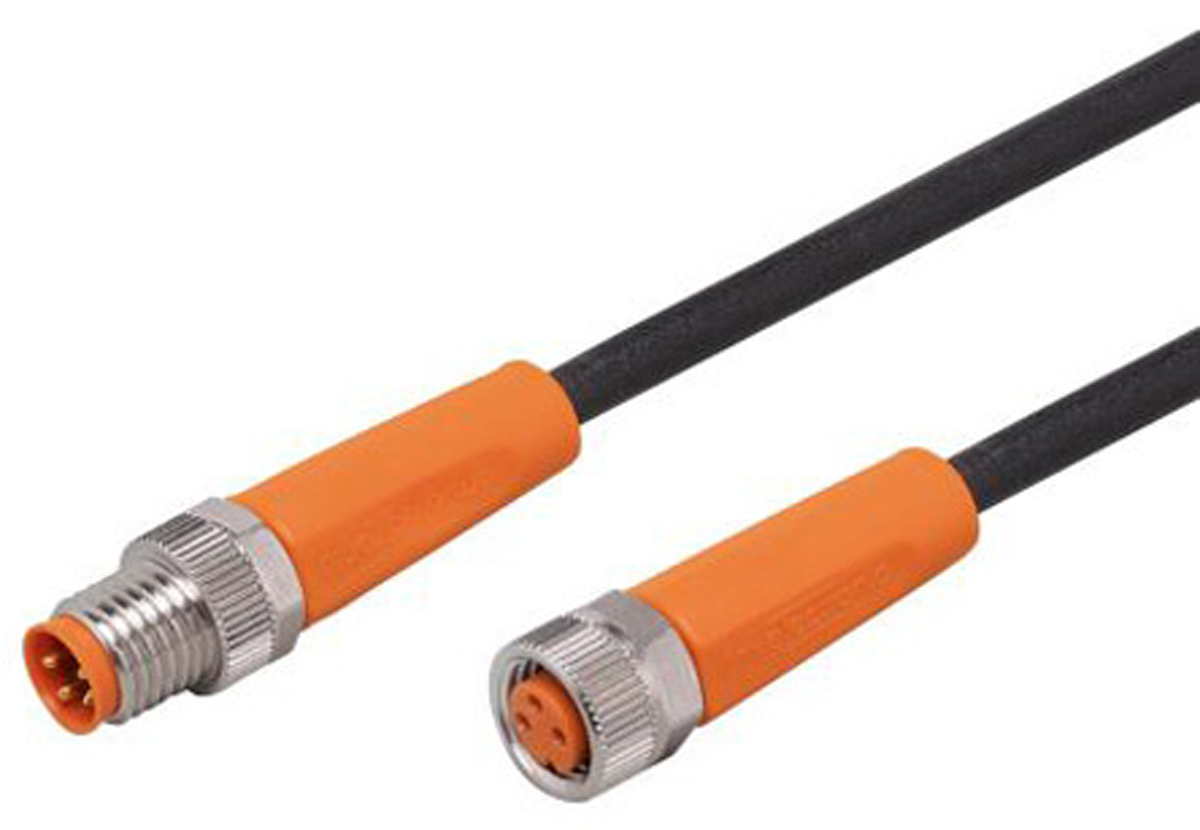 ifm electronic Female 3 way M8 to Male 3 way M8 Sensor Actuator Cable, 2 m